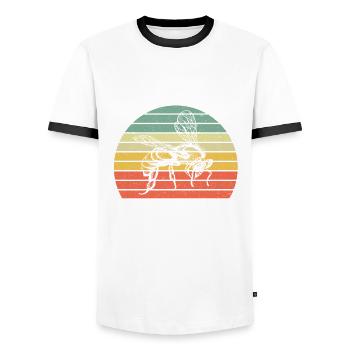 Apiculteur Apiculture Miel Apiculture Apiculture Abeille - T-shirt contrasté Homme - blanc/noir - Devant - AI Model Female 172 light (172cm) & AI Model Male 178 dark (178cm)