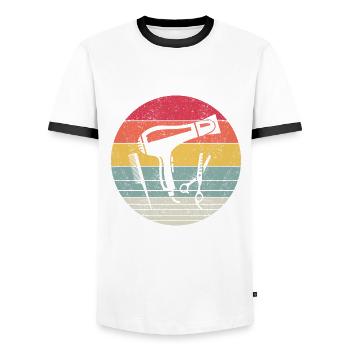 Coiffure coiffure Coiffure Hairstylist - T-shirt contrasté Homme - blanc/noir - Devant - AI Model Female 172 light (172cm) & AI Model Male 178 dark (178cm)