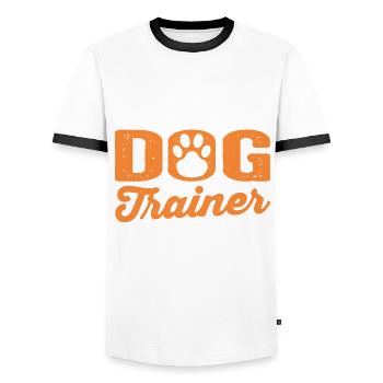 Chien chien école chien entraîneur chien entraînement - T-shirt contrasté Homme - blanc/noir - Devant - AI Model Female 172 light (172cm) & AI Model Male 178 dark (178cm)