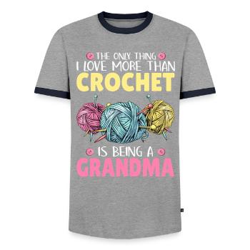 Crochet Granny Crochet Knitting Crochet Needle Yarn Sewing - Men's Ringer Shirt - grey/navy  - Front - AI Model Female 172 light (172cm) & AI Model Male 178 light (178cm)