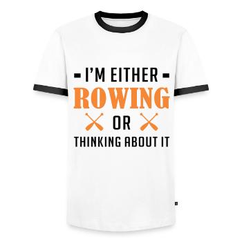 Rowing Rowing Rowing Rowing Rowing Rowing Water Sports Rowing - Men's Ringer Shirt - white/black - Front - AI Model Female 172 light (172cm) & AI Model Male 178 dark (178cm)
