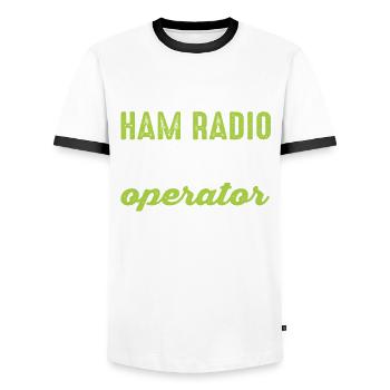 Amateur Radio Ham Radio Radio Radio Amateufunker - Men's Ringer Shirt - white/black - Front - AI Model Female 172 light (172cm) & AI Model Male 178 dark (178cm)