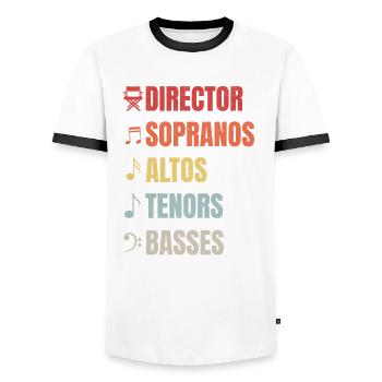 Directeur musical Musique Chef de choeur Orchestre - T-shirt contrasté Homme - blanc/noir - Devant - AI Model Female 172 light (172cm) & AI Model Male 178 dark (178cm)
