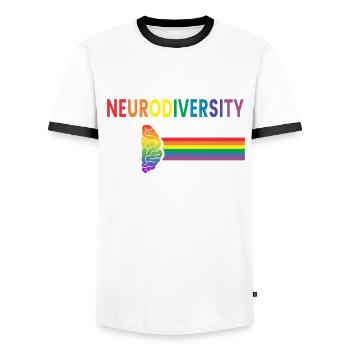 Neurodiversity Neurodiversity Autistic Autism - Men's Ringer Shirt - white/black - Front - AI Model Female 172 light (172cm) & AI Model Male 178 dark (178cm)