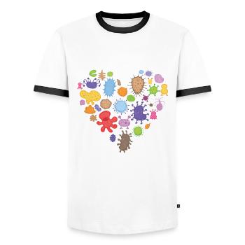 Microbiology Biology Student Biologist Laboratory - Men's Ringer Shirt - white/black - Front - AI Model Female 172 light (172cm) & AI Model Male 178 dark (178cm)
