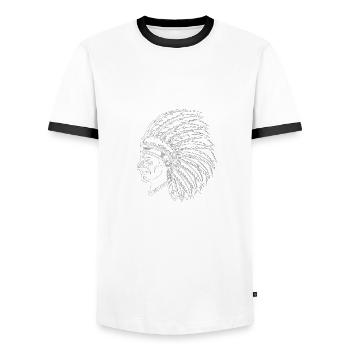 Cherokee Tribe Native American Indian Indianer - T-shirt contrasté Homme - blanc/noir - Devant - AI Model Female 172 light (172cm) & AI Model Male 178 dark (178cm)