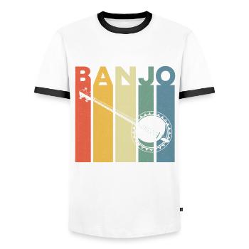 Banjo Spieler Banjospieler Musiker Musik Country - Männer Kontrast-T-Shirt - Weiß/Schwarz - Vorne - AI Model Female 172 light (172cm) & AI Model Male 178 dark (178cm)