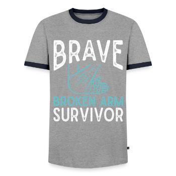 Gebrochener Arm Knochenbruch Arm Verletzung - Männer Kontrast-T-Shirt - Grau/Navy  - Vorne - AI Model Female 172 light (172cm) & AI Model Male 178 light (178cm)