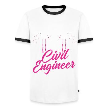 Civil Engineer Civil Engineering Bridge Concrete Construction - Men's Ringer Shirt - white/black - Front - AI Model Female 172 light (172cm) & AI Model Male 178 dark (178cm)