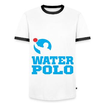 Water polo swimming water sports water polo coach - Men's Ringer Shirt - white/black - Front - AI Model Female 172 light (172cm) & AI Model Male 178 dark (178cm)