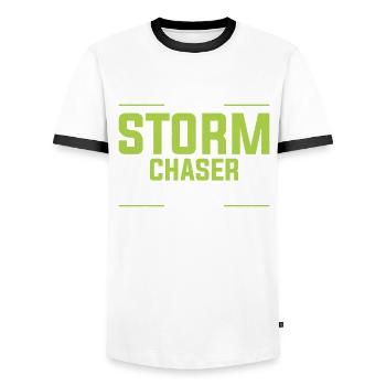 Storm Chaser Tornado Hunter Meteréologue Temps violent - T-shirt contrasté Homme - blanc/noir - Devant - AI Model Female 172 light (172cm) & AI Model Male 178 dark (178cm)