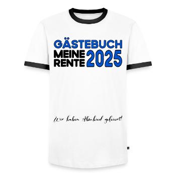 Pension 2025 Livre d'or Pension Retraite Grand-mère Grand-père - T-shirt contrasté Homme - blanc/noir - Devant - AI Model Female 172 light (172cm) & AI Model Male 178 dark (178cm)
