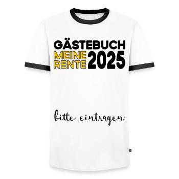 Pension 2025 Livre d'or Pension Retraite Grand-mère Grand-père - T-shirt contrasté Homme - blanc/noir - Devant - AI Model Female 172 light (172cm) & AI Model Male 178 dark (178cm)