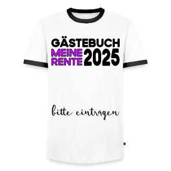 Pension 2025 Livre d'or Pension Retraite Grand-mère Grand-père - T-shirt contrasté Homme - blanc/noir - Devant - AI Model Female 172 light (172cm) & AI Model Male 178 dark (178cm)