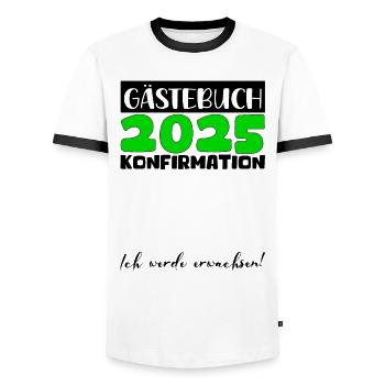 Confirmation 2025 Guestbook Decoration Girls Boys - Men's Ringer Shirt - white/black - Front - AI Model Female 172 light (172cm) & AI Model Male 178 dark (178cm)
