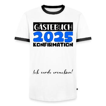 Confirmation 2025 Guest Book Decoration Girls Boys - Men's Ringer Shirt - white/black - Front - AI Model Female 172 light (172cm) & AI Model Male 178 dark (178cm)