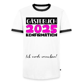 Confirmation 2025 Guest Book Decoration Girls Boys - Men's Ringer Shirt - white/black - Front - AI Model Female 172 light (172cm) & AI Model Male 178 dark (178cm)