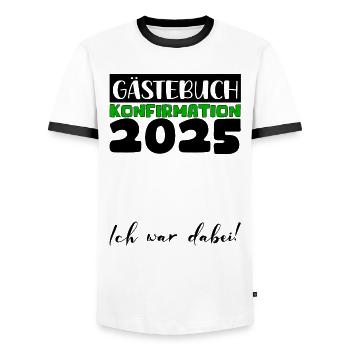 Confirmation 2025 Guest Book Decoration Girls Boys - Men's Ringer Shirt - white/black - Front - AI Model Female 172 light (172cm) & AI Model Male 178 dark (178cm)