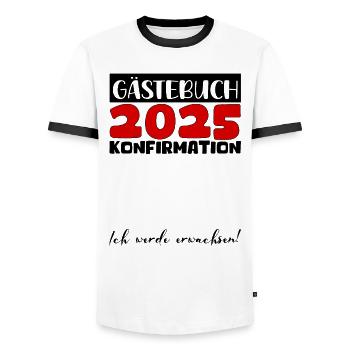Confirmation 2025 Guestbook Decoration Girls Boys - Men's Ringer Shirt - white/black - Front - AI Model Female 172 light (172cm) & AI Model Male 178 dark (178cm)