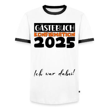 Confirmation 2025 Guest Book Decoration Girls Boys - Men's Ringer Shirt - white/black - Front - AI Model Female 172 light (172cm) & AI Model Male 178 dark (178cm)