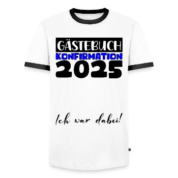 Confirmation 2025 Guest Book Decoration Girls Boys - Men's Ringer Shirt - white/black - Front - AI Model Female 172 light (172cm) & AI Model Male 178 dark (178cm)