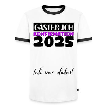 Confirmation 2025 Guest Book Decoration Girls Boys - Men's Ringer Shirt - white/black - Front - AI Model Female 172 light (172cm) & AI Model Male 178 dark (178cm)