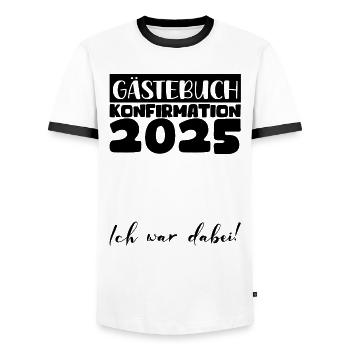 Confirmation 2025 Guest Book Decoration Girls Boys - Men's Ringer Shirt - white/black - Front - AI Model Female 172 light (172cm) & AI Model Male 178 dark (178cm)