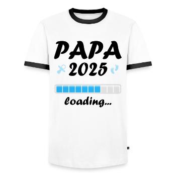 Dad 2025 Gift Men Men Father Pregnant - Men's Ringer Shirt - white/black - Front - AI Model Female 172 light (172cm) & AI Model Male 178 dark (178cm)