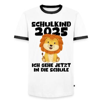 School Child 2025 Young Girls School Enrollment 2025 Decoration - Men's Ringer Shirt - white/black - Front - AI Model Female 172 light (172cm) & AI Model Male 178 dark (178cm)