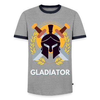 gladiator, gladiator, spartan - Men's Ringer Shirt - grey/navy  - Front - AI Model Female 172 light (172cm) & AI Model Male 178 light (178cm)