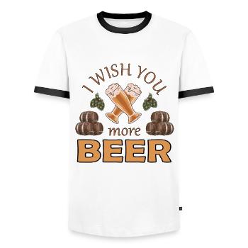Beer boozing party saying Mallorca - Men's Ringer Shirt - white/black - Front - AI Model Female 172 light (172cm) & AI Model Male 178 dark (178cm)