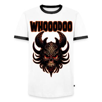 Voodoo Masks Skull - Men's Ringer Shirt - white/black - Front - AI Model Female 172 light (172cm) & AI Model Male 178 dark (178cm)
