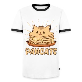 Pancats - lustiges Pancake Katzen Design - Männer Kontrast-T-Shirt - Weiß/Schwarz - Vorne - AI Model Female 172 light (172cm) & AI Model Male 178 dark (178cm)
