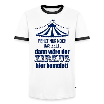 Fehlt nur noch das Zelt für diesen Zirkus - Männer Kontrast-T-Shirt - Weiß/Schwarz - Vorne - AI Model Female 172 light (172cm) & AI Model Male 178 dark (178cm)