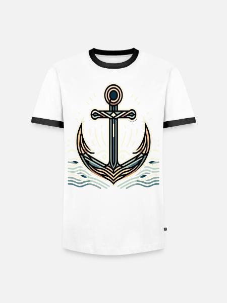Maritimer Charme Anker Design - Männer Kontrast-T-Shirt - Weiß/Schwarz