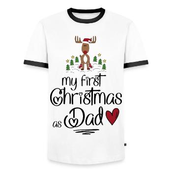 My first Christmas as Dad - Männer Kontrast-T-Shirt - Weiß/Schwarz - Vorne - AI Model Female 172 light (172cm) & AI Model Male 178 dark (178cm)