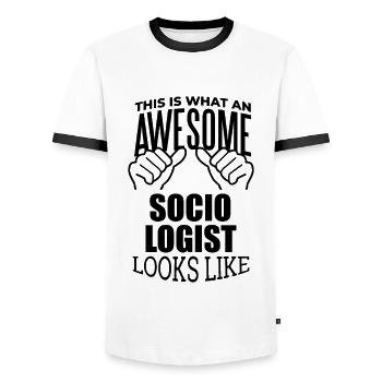 sociologue - T-shirt contrasté Homme - blanc/noir - Devant - AI Model Female 172 light (172cm) & AI Model Male 178 dark (178cm)