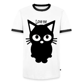 Kitten - Men's Ringer Shirt - white/black - Front - AI Model Female 172 light (172cm) & AI Model Male 178 dark (178cm)
