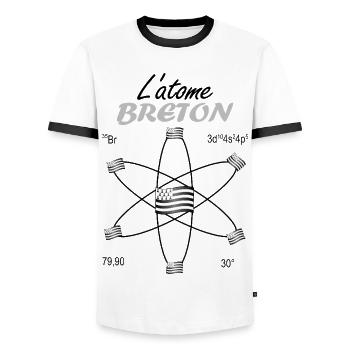 Cadeau Atome Breton Symbole Science et Fierté Gwen - T-shirt contrasté Homme - blanc/noir - Devant - AI Model Female 172 light (172cm) & AI Model Male 178 dark (178cm)