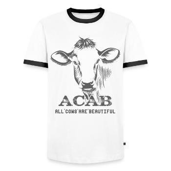 All cows are beautiful - Männer Kontrast-T-Shirt - Weiß/Schwarz - Vorne - AI Model Female 172 light (172cm) & AI Model Male 178 dark (178cm)