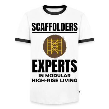 Plate-forme d’échafaudage d’échafaudage de constructeur d’échafaudages - T-shirt contrasté Homme - blanc/noir - Devant - AI Model Female 172 light (172cm) & AI Model Male 178 dark (178cm)