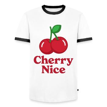 Cerise Nice - T-shirt contrasté Homme - blanc/noir - Devant - AI Model Female 172 light (172cm) & AI Model Male 178 dark (178cm)