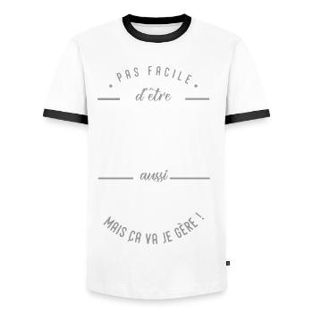 Coach Handball formidable cadeau entraineur hand - T-shirt contrasté Homme - blanc/noir - Devant - AI Model Female 172 light (172cm) & AI Model Male 178 dark (178cm)