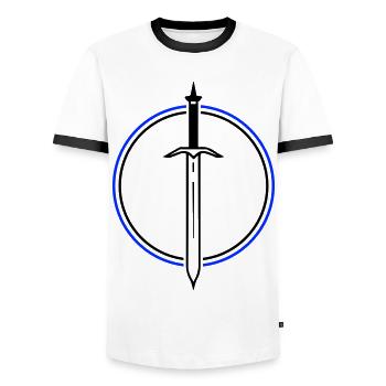 Sword Icon - Men's Ringer Shirt - white/black - Front - AI Model Female 172 light (172cm) & AI Model Male 178 dark (178cm)