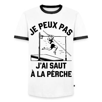 Je Peux Pas J'ai Saut à La Perche Drôle Pole Vault - T-shirt contrasté Homme - blanc/noir - Devant - AI Model Female 172 light (172cm) & AI Model Male 178 dark (178cm)