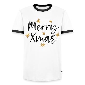 Merry Xmas Christmas Weihnachten Bright - Männer Kontrast-T-Shirt - Weiß/Schwarz - Vorne - AI Model Female 172 light (172cm) & AI Model Male 178 dark (178cm)