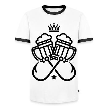 fish hook fishing beer - Men's Ringer Shirt - white/black - Front - AI Model Female 172 light (172cm) & AI Model Male 178 dark (178cm)