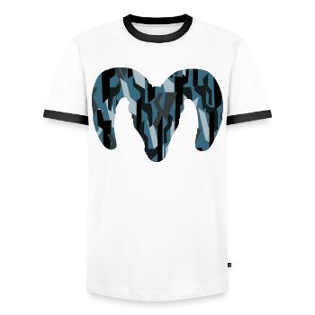 Dickhornschaf Camouflage – Wildnis pur - Männer Kontrast-T-Shirt - Weiß/Schwarz - Vorne - AI Model Female 172 light (172cm) & AI Model Male 178 dark (178cm)