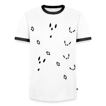 Fährte Fuchs, Hase, Eichhörnchen - Männer Kontrast-T-Shirt - Weiß/Schwarz - Vorne - AI Model Female 172 light (172cm) & AI Model Male 178 dark (178cm)