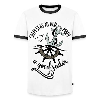 MARIN ANCRE MARINS MARINS MARINS MARINS SEA MOIN CÔTE MOTIFS - T-shirt contrasté Homme - blanc/noir - Devant - AI Model Female 172 light (172cm) & AI Model Male 178 dark (178cm)